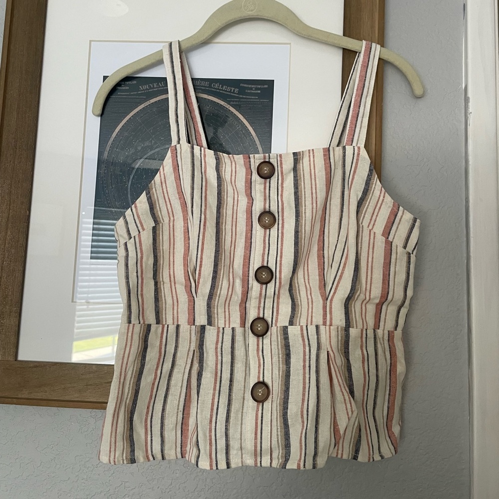 Linen button down top